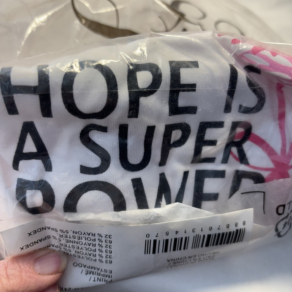 Avon Breast Cancer Shirt Hope is a Super Power Size 2x White Pink Flower Sealed